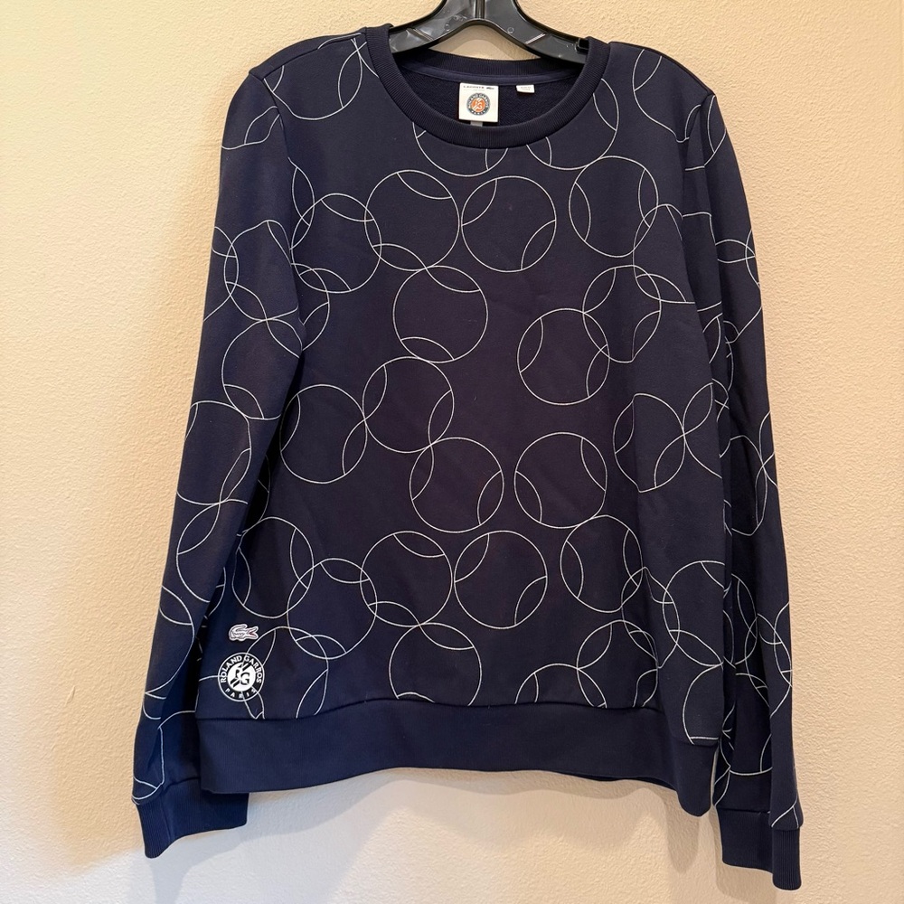 Lacoste Navy Sweatshirt with White Tennis Ball Pattern